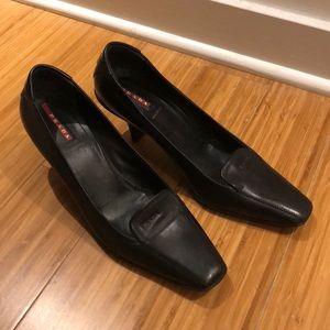 PRADA leather square toe pumps